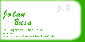 jolan buss business card